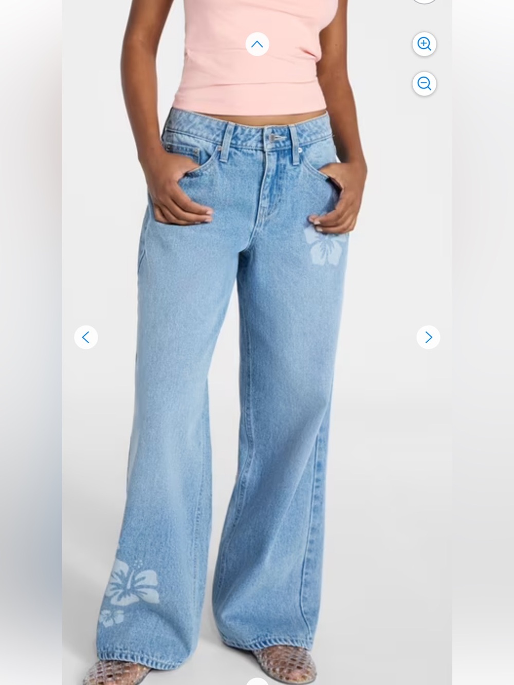 No Boundaries Light Blue Floral Wide-Leg Jeans